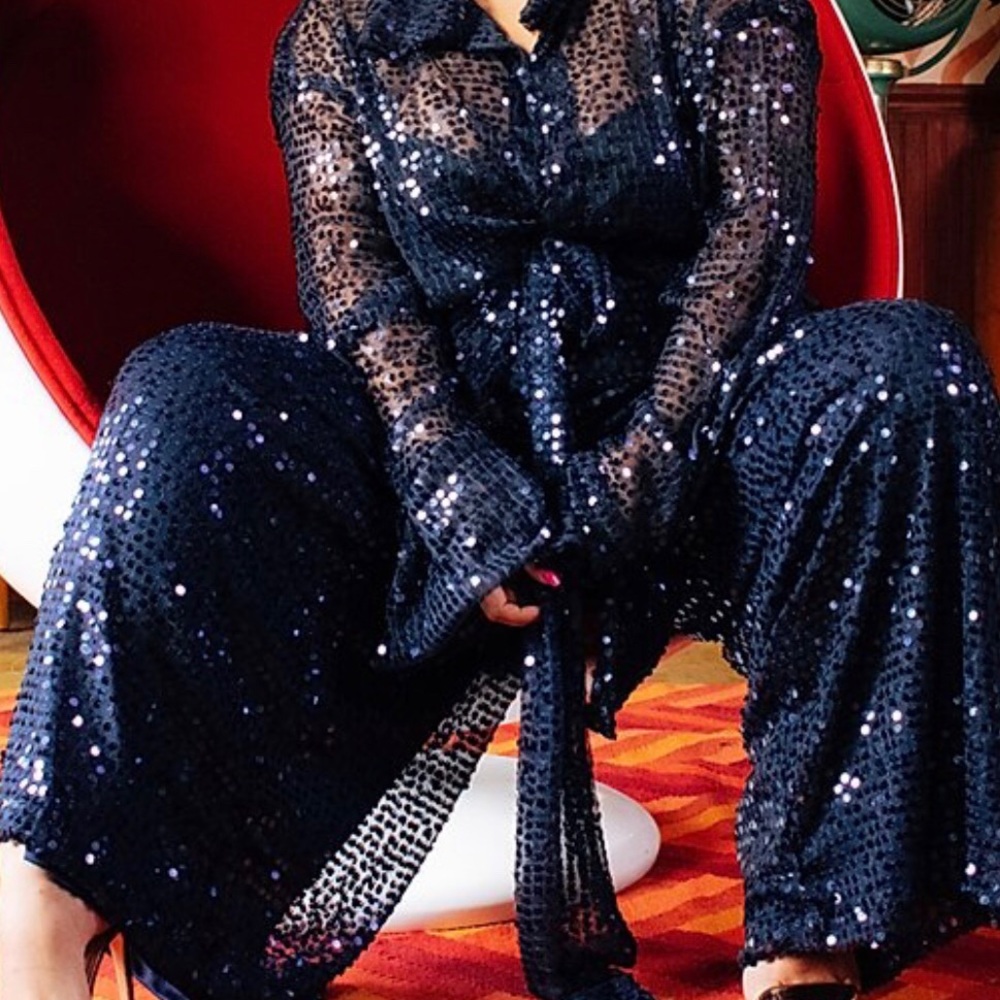 Sequined pant and shirt set